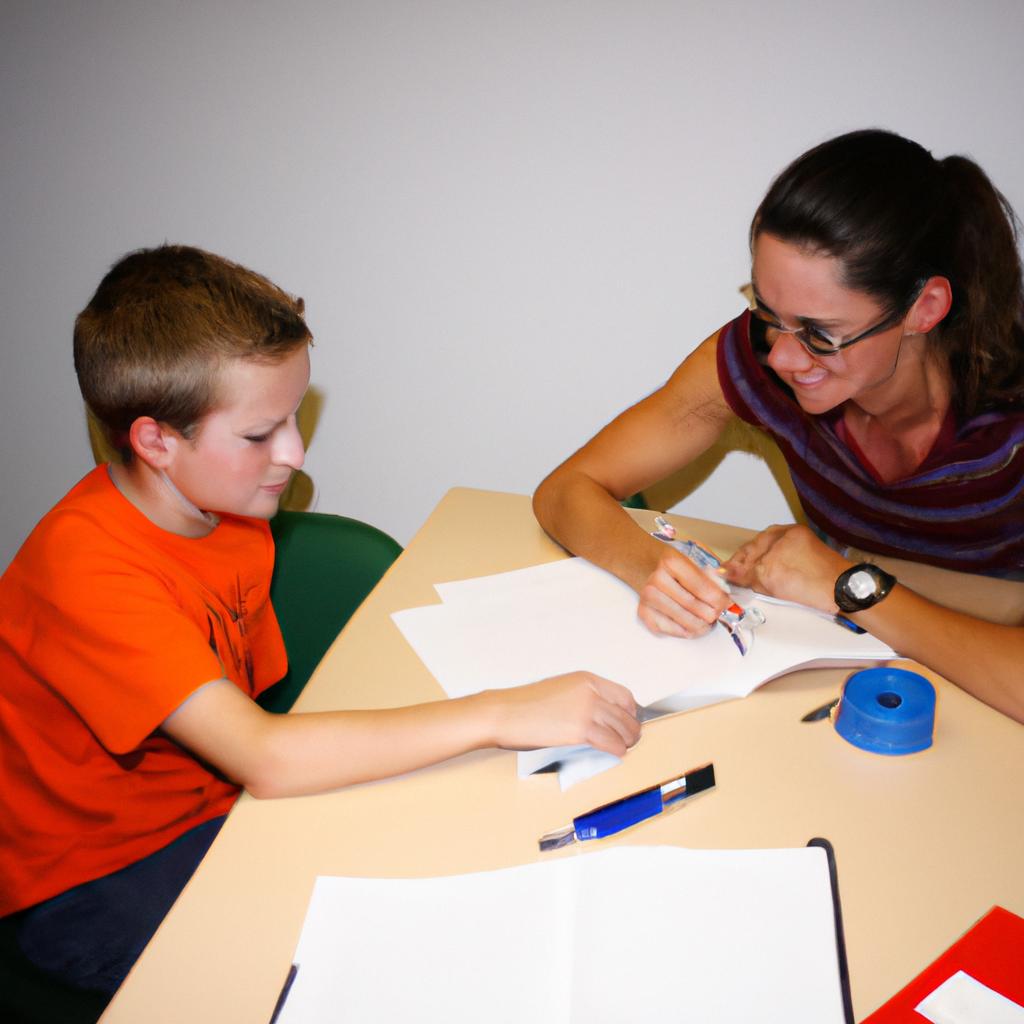 Person tutoring a school-age child